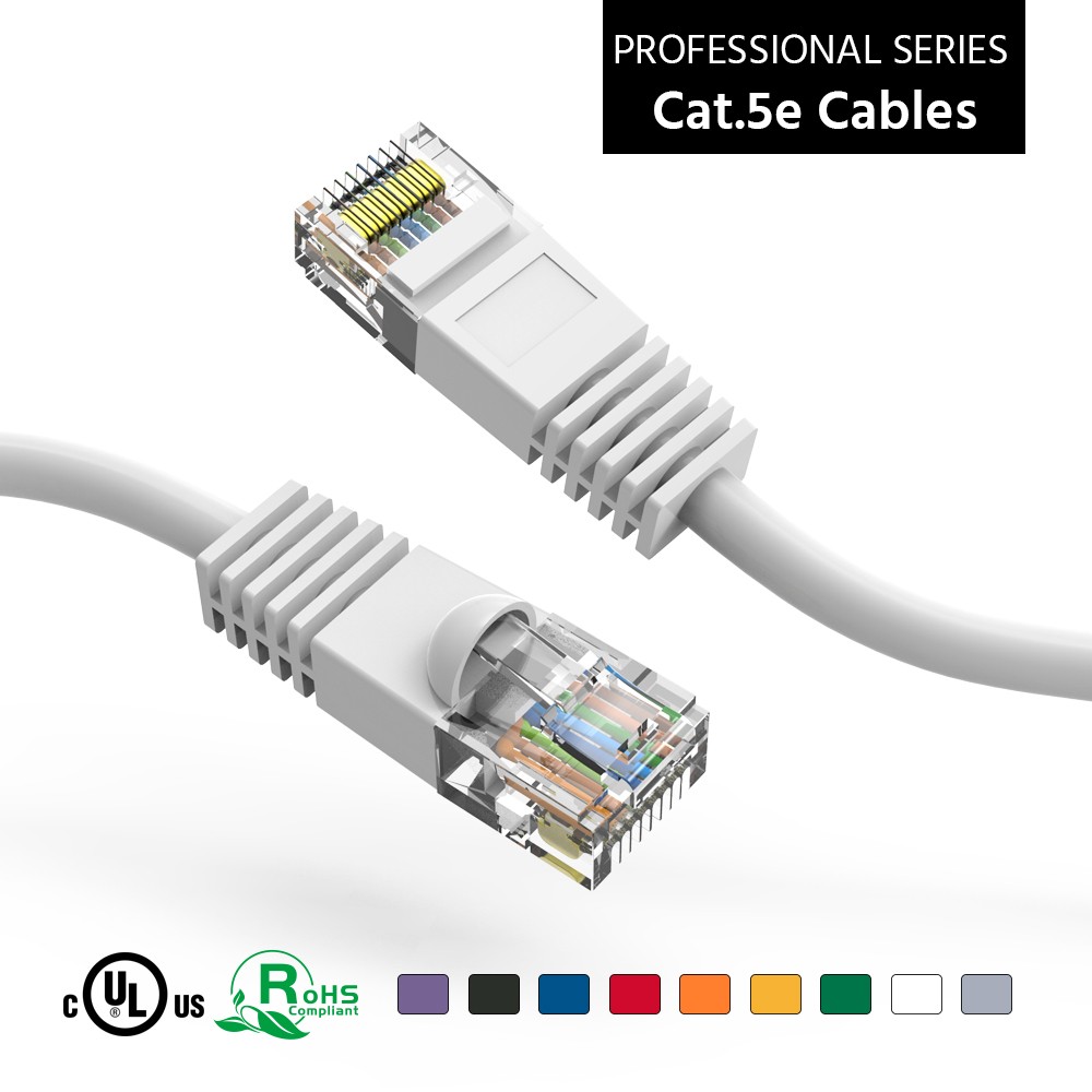 2Ft CAT5E UTP Ethernet Network Booted Cable White