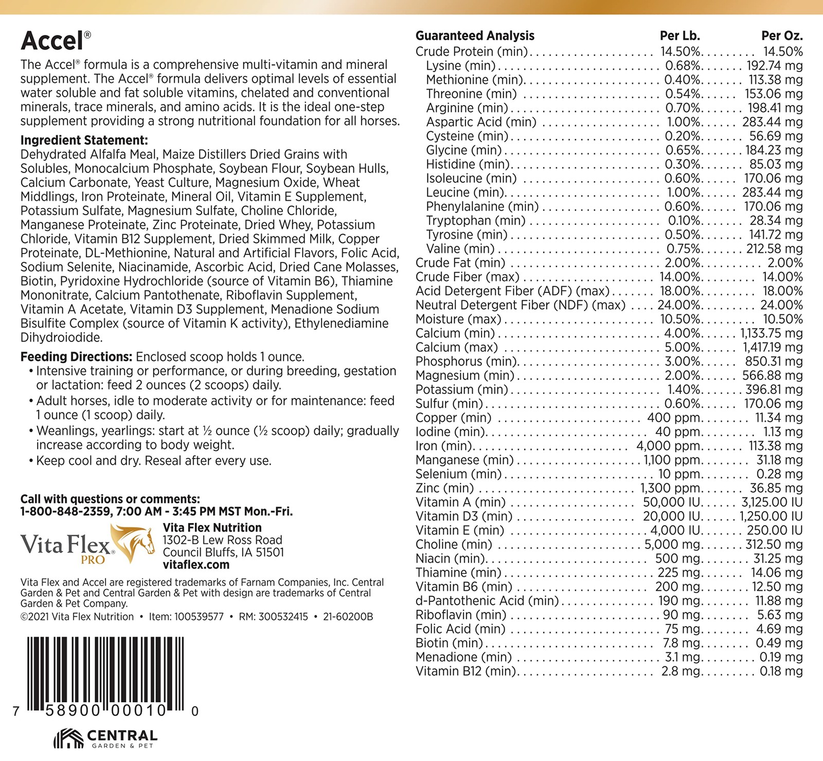 Accel Health and Wellness Horse Supplement 15lb 240 Day Supply Multicolored