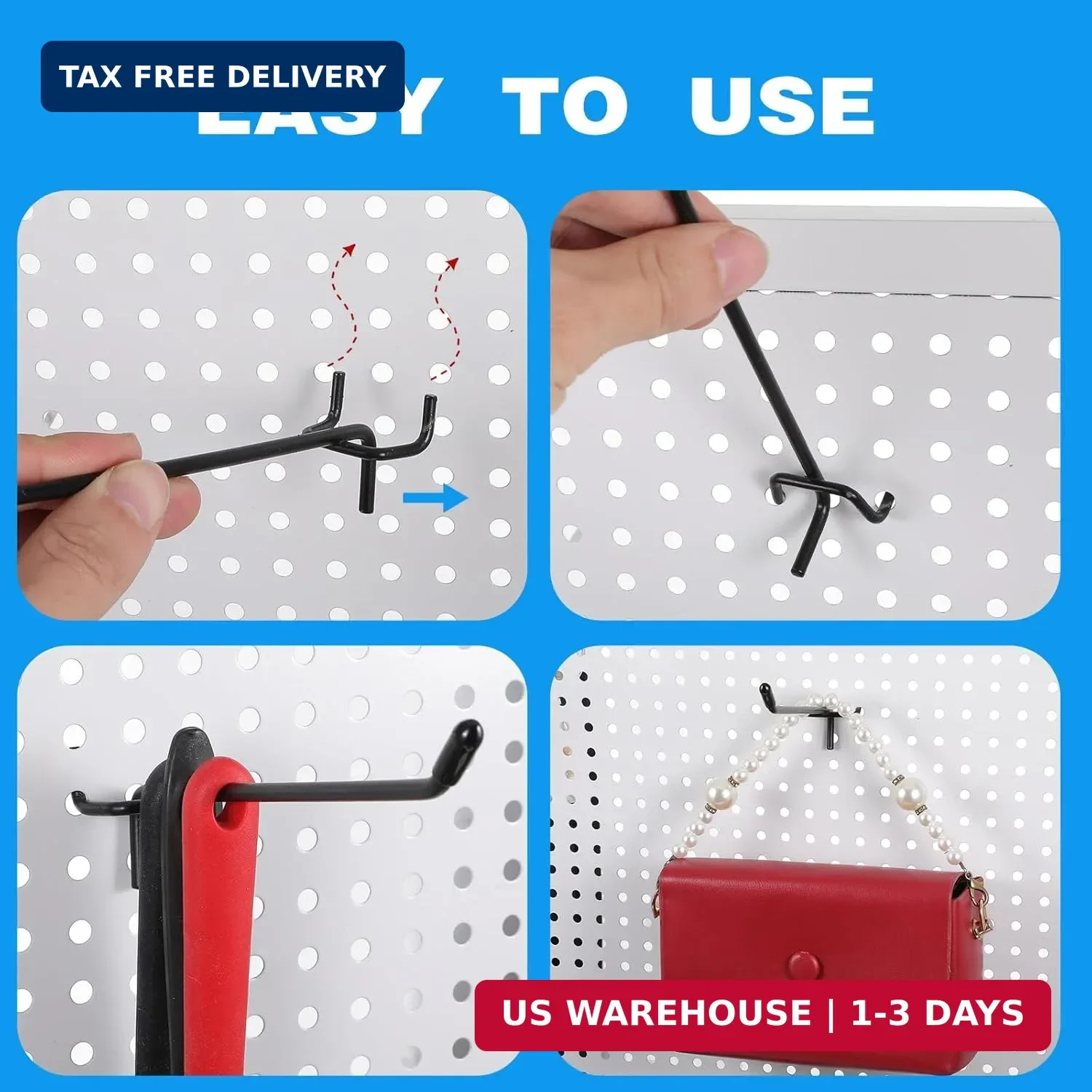 120 Pack Pegboard Hooks, 4/6/8 Inch Peg Board Shelving Hook for Hanging Tools Fi