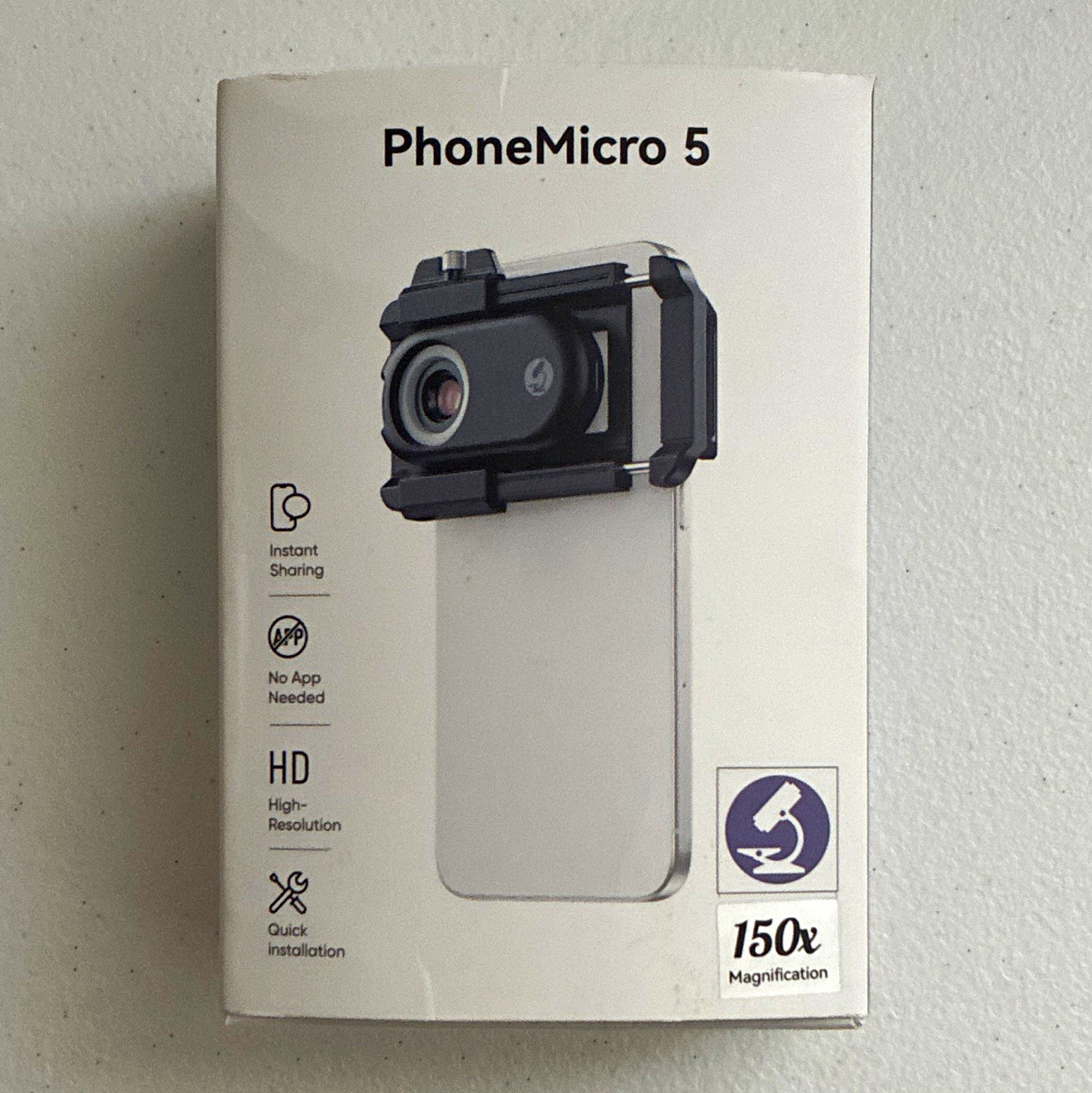 PhoneMicro 5 Digital Smartphone Microscope Attachment 150x Magnification