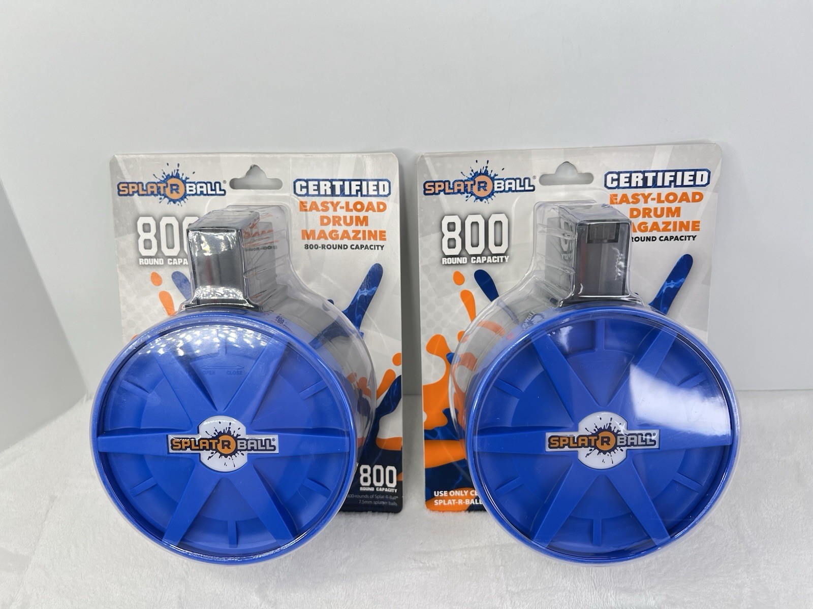 Lot of 2 Splatrball 800 Round Drum Magazine Blue Fits SRB400 & SRB1200 New