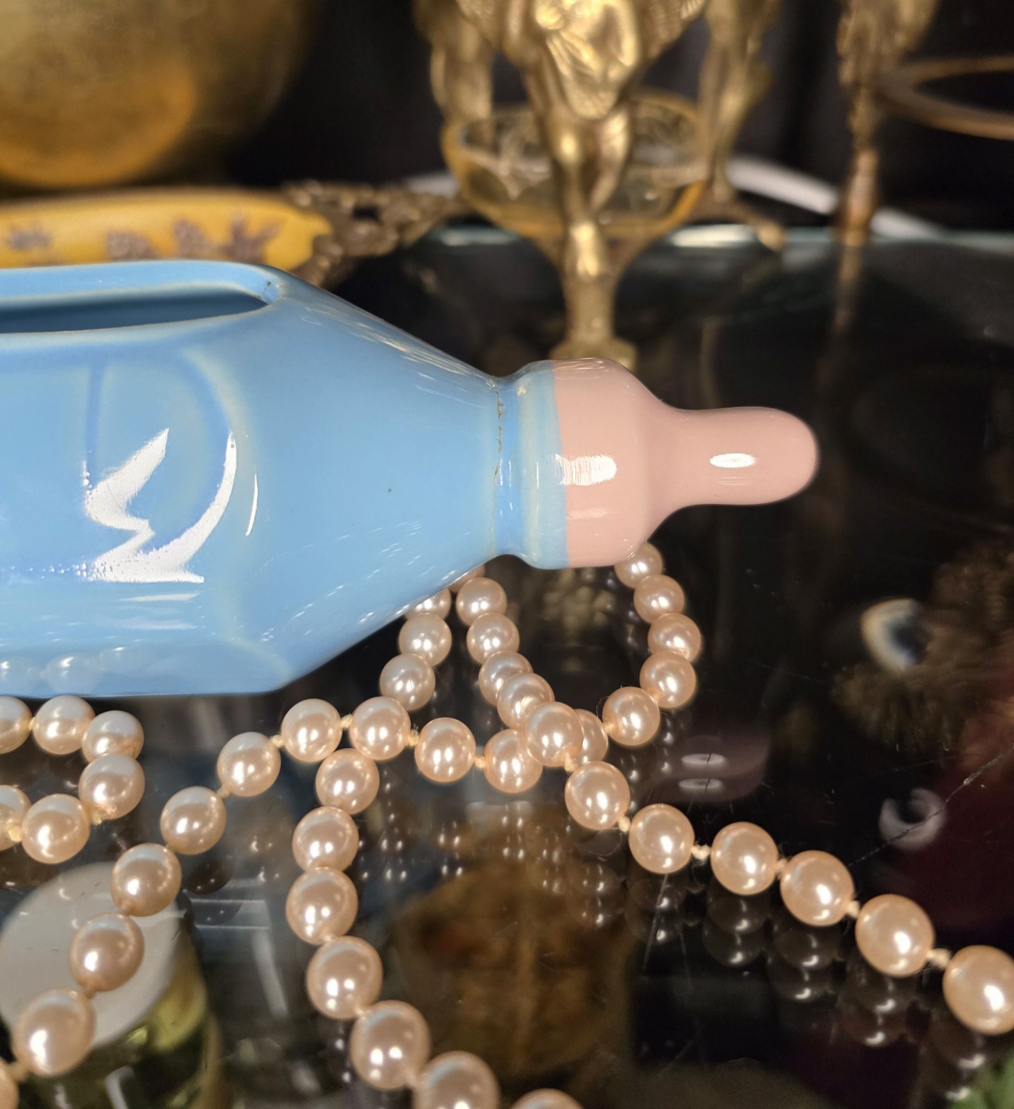Mid-Century Ceramic Baby Bottle Planter
