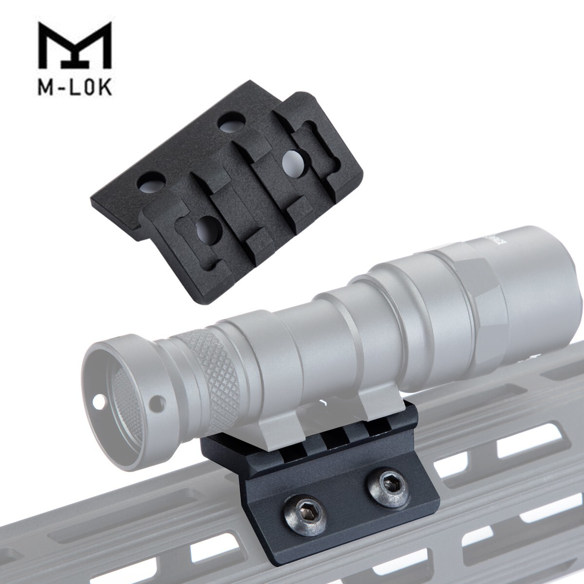 Offset Flashlight Picatinny Rail Mount For M-Lok Keymod M300 M600 Light Scope