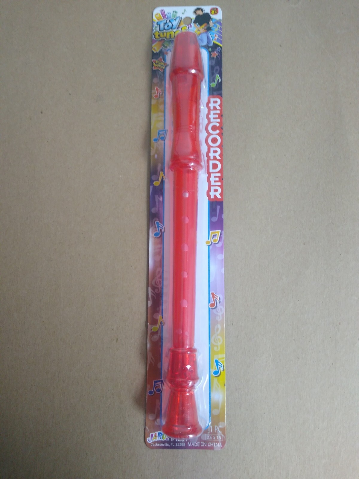 NEW SEALED Ja Ru Plastic Recorder Red Color