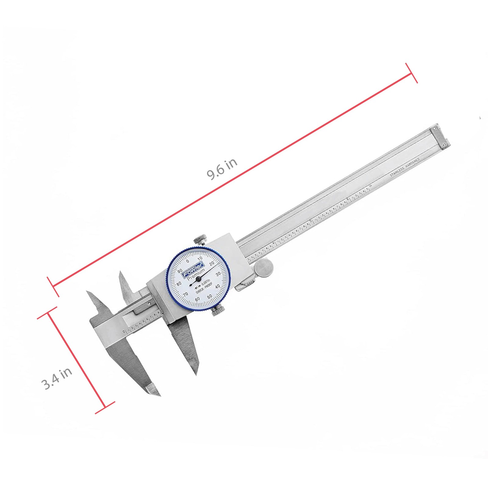 52-008-706-0, Premium Dial Caliper With 0-6" Measuring Range (White)