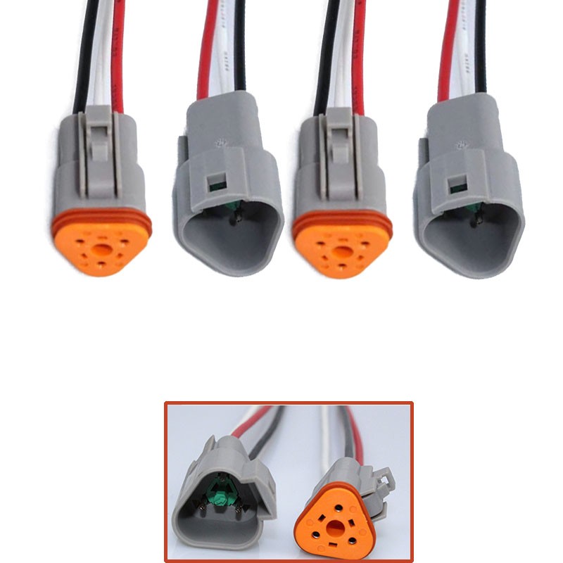 2X  Assembled  DT 3 Pin Waterproof Connector 6" Wire Kit 12 AWG