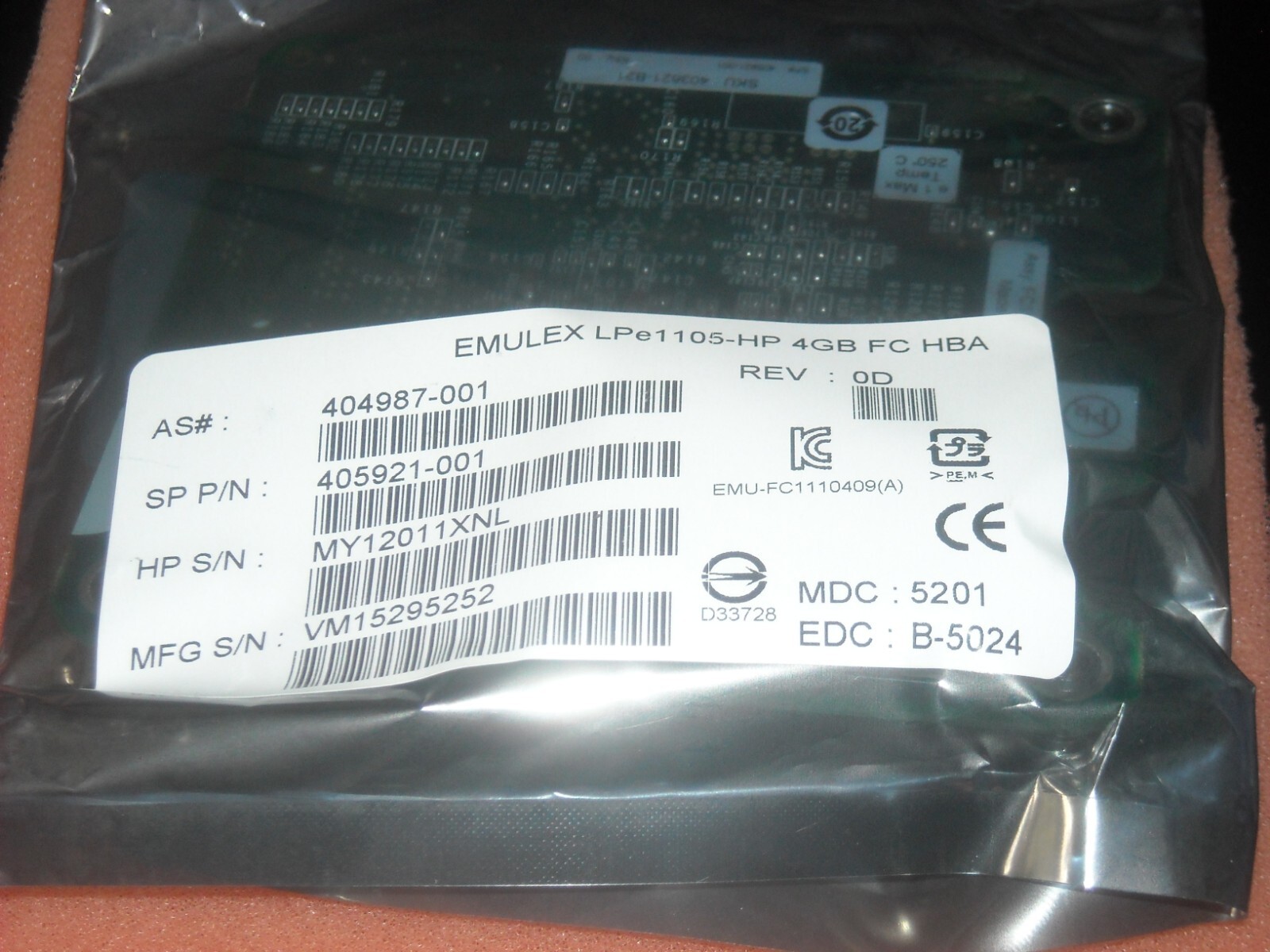 HP LPE1105 Dual Port 4GB C-class Mezzanine HBA # BL460c 403621-b21 405921-001