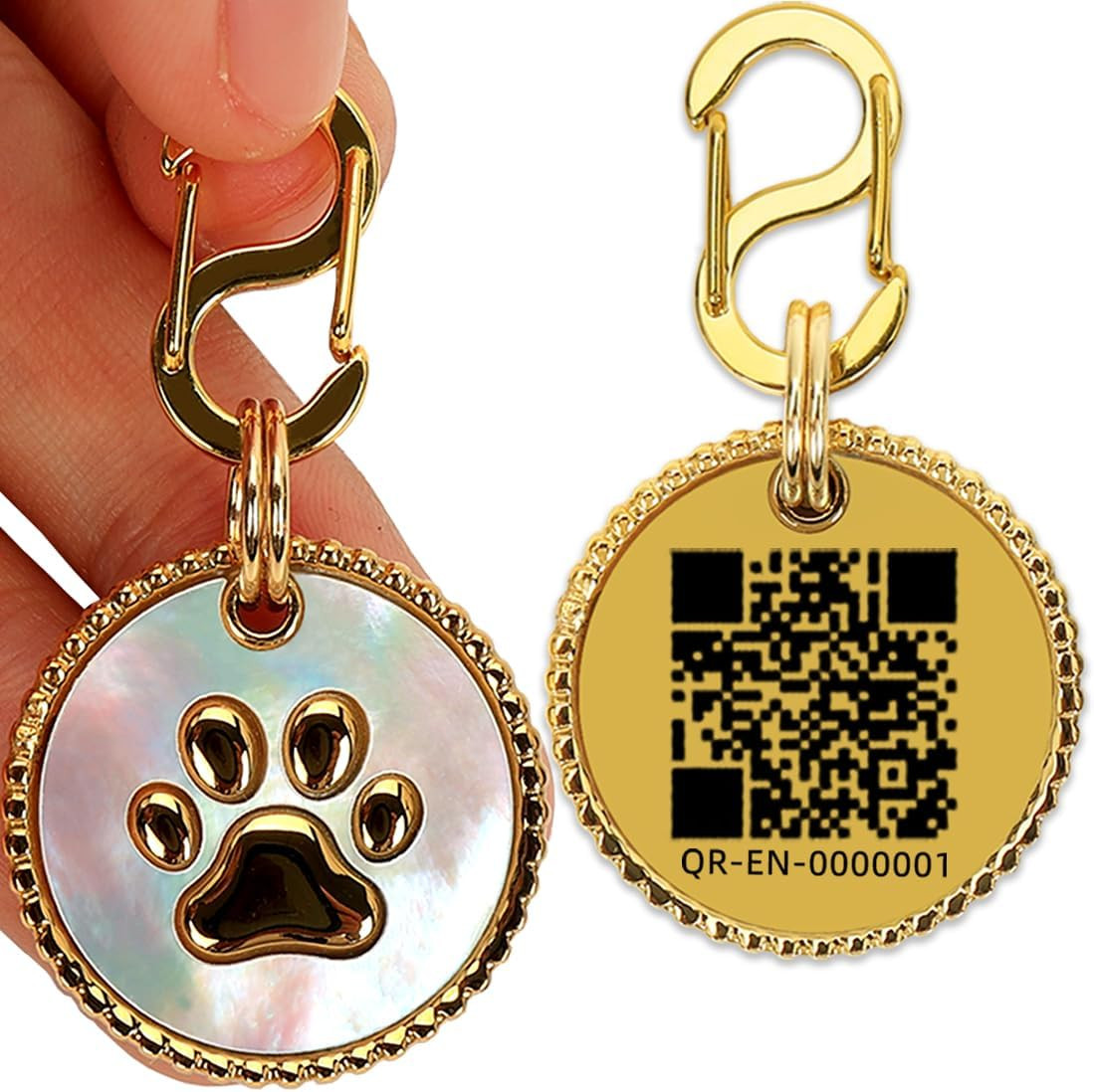 18K Gold Plated Nature Shell QR Code Pet ID Tags Personalized Dog Tag and Cat Ta