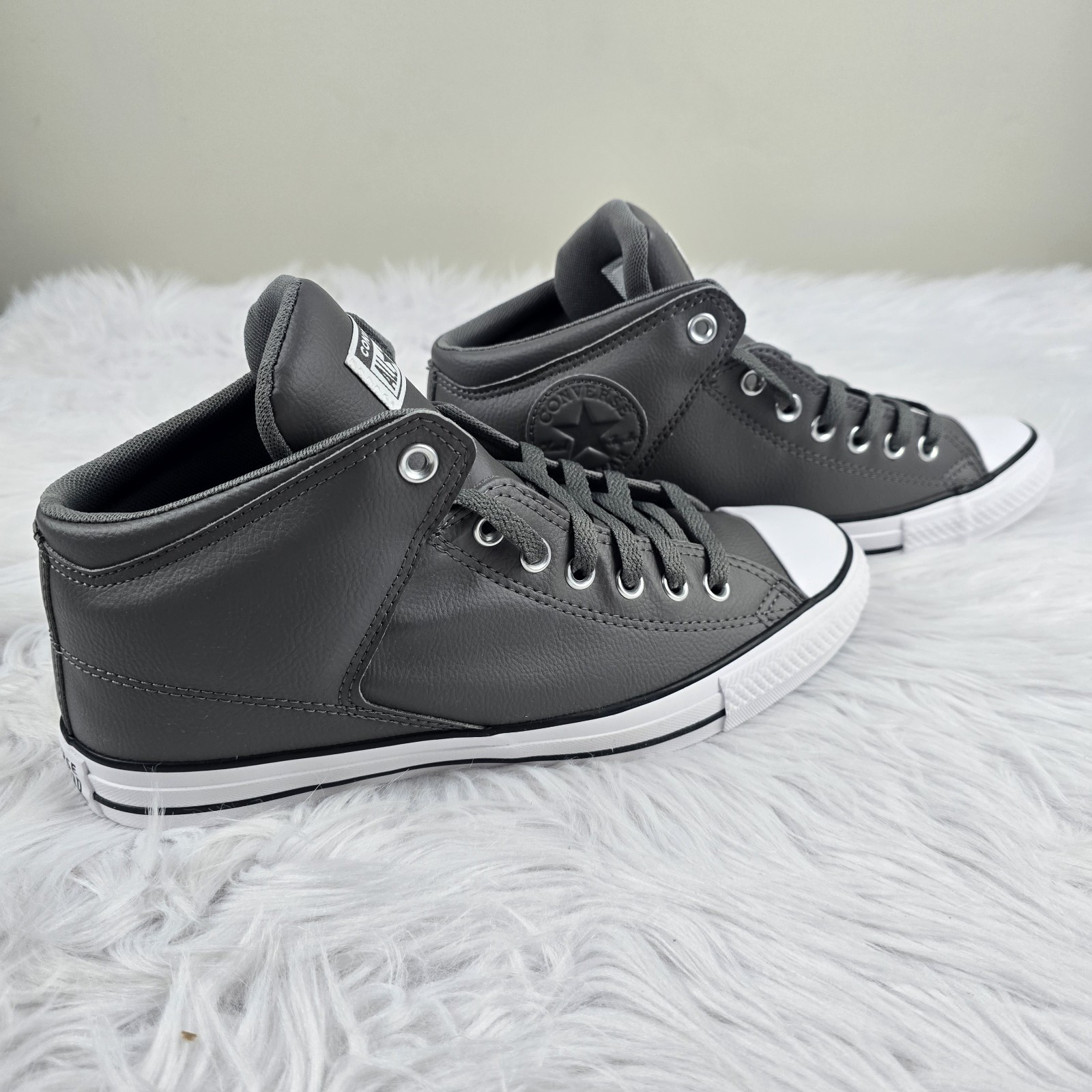 Converse CTAS High Street Mid Shoes A09524C Shark Gray Faux Leather Mens Size 9