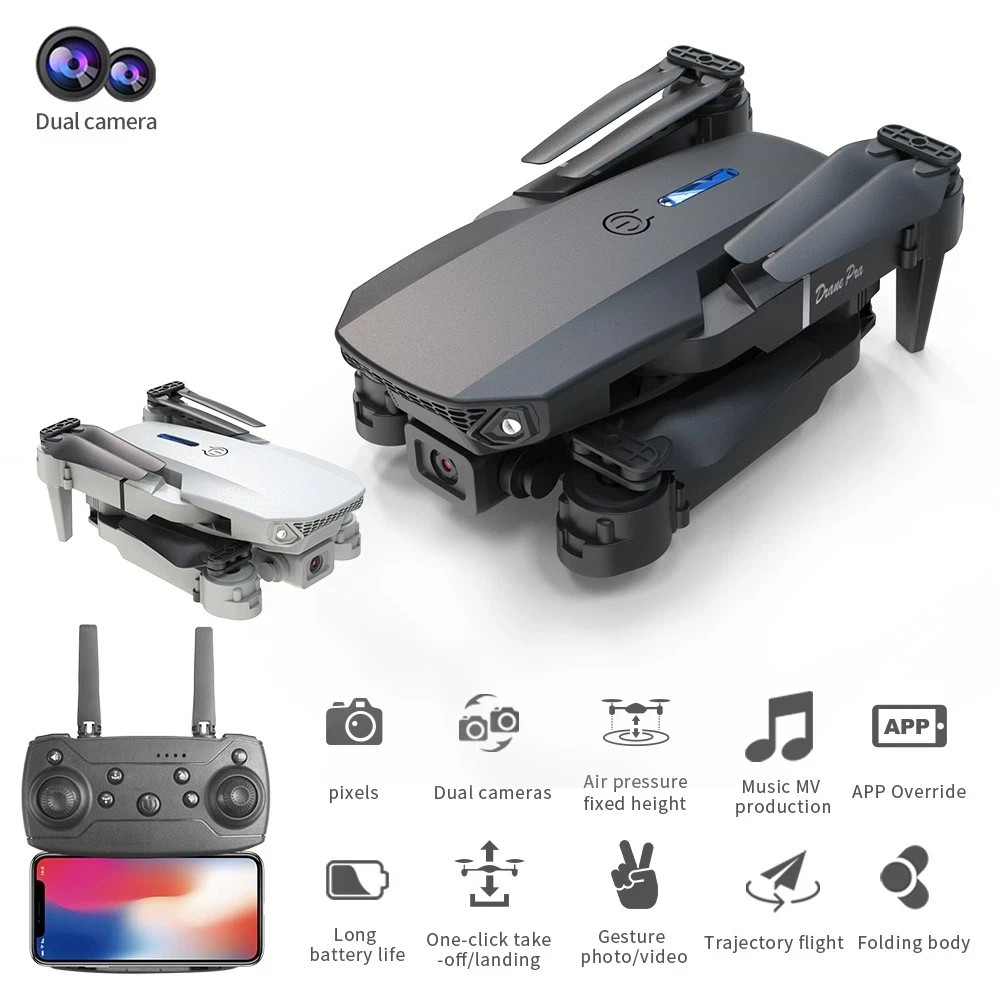 Drone 4K HD Dual Camera WiFi FPV RC Foldable Quadcopter Remote With Screen Gift