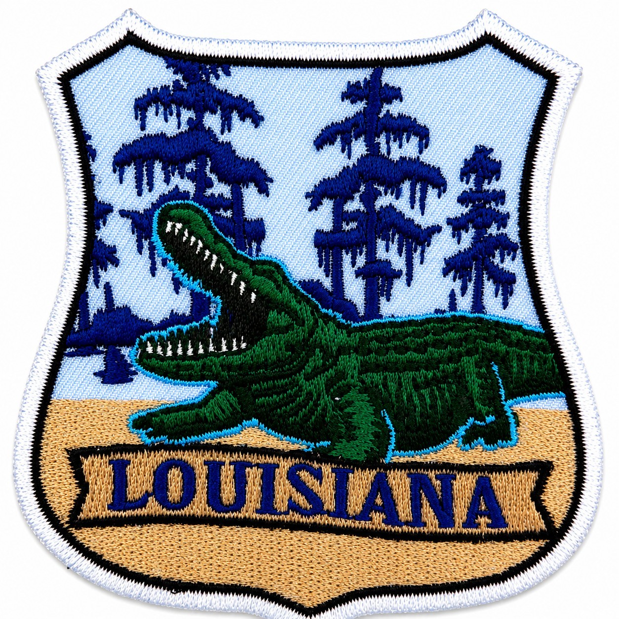 Louisiana Alligator Badge Embroidered Patch 3" Iron On Sew On Gator Souvenir