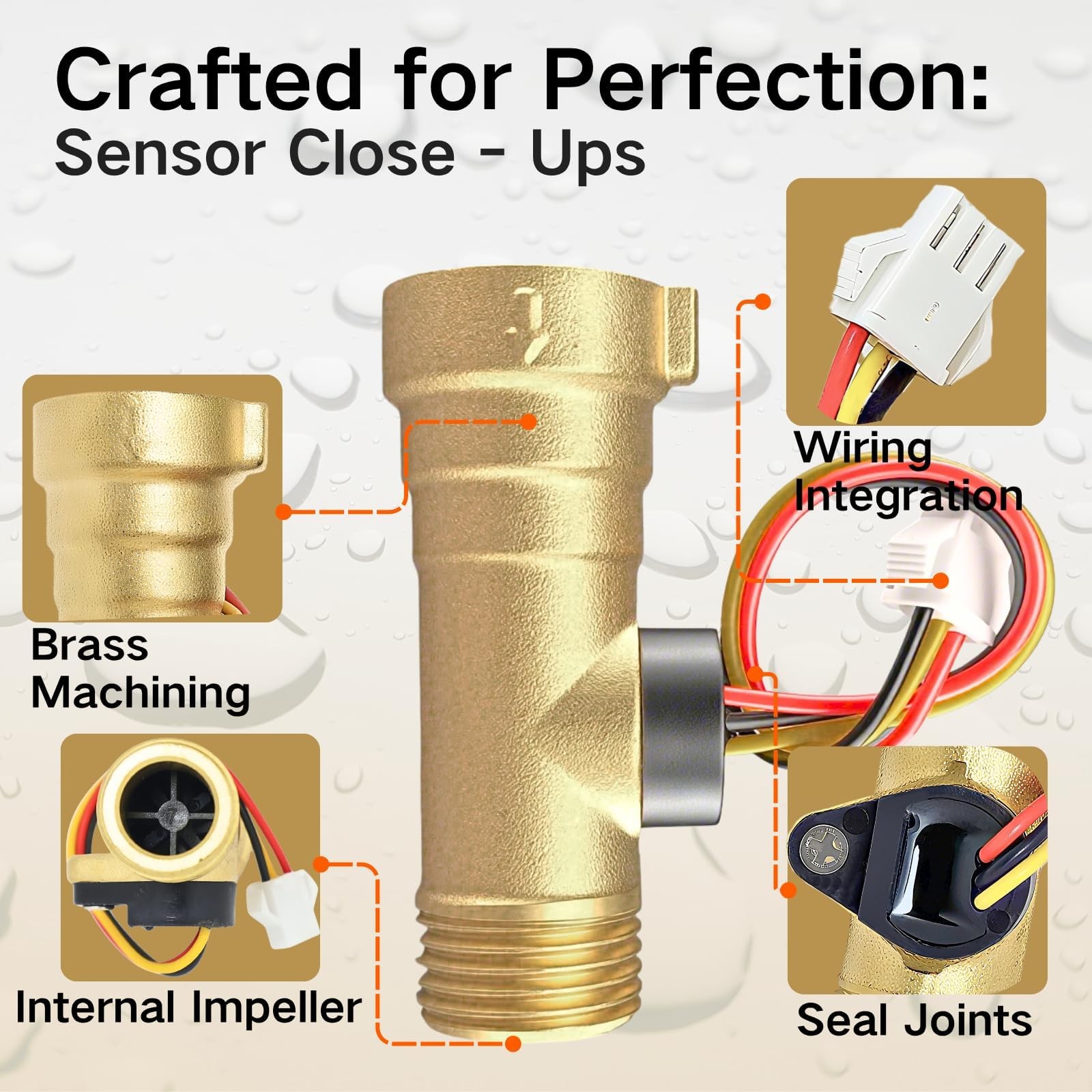 Water Flow Sensor Replacement for RV Tankless Heater Brass