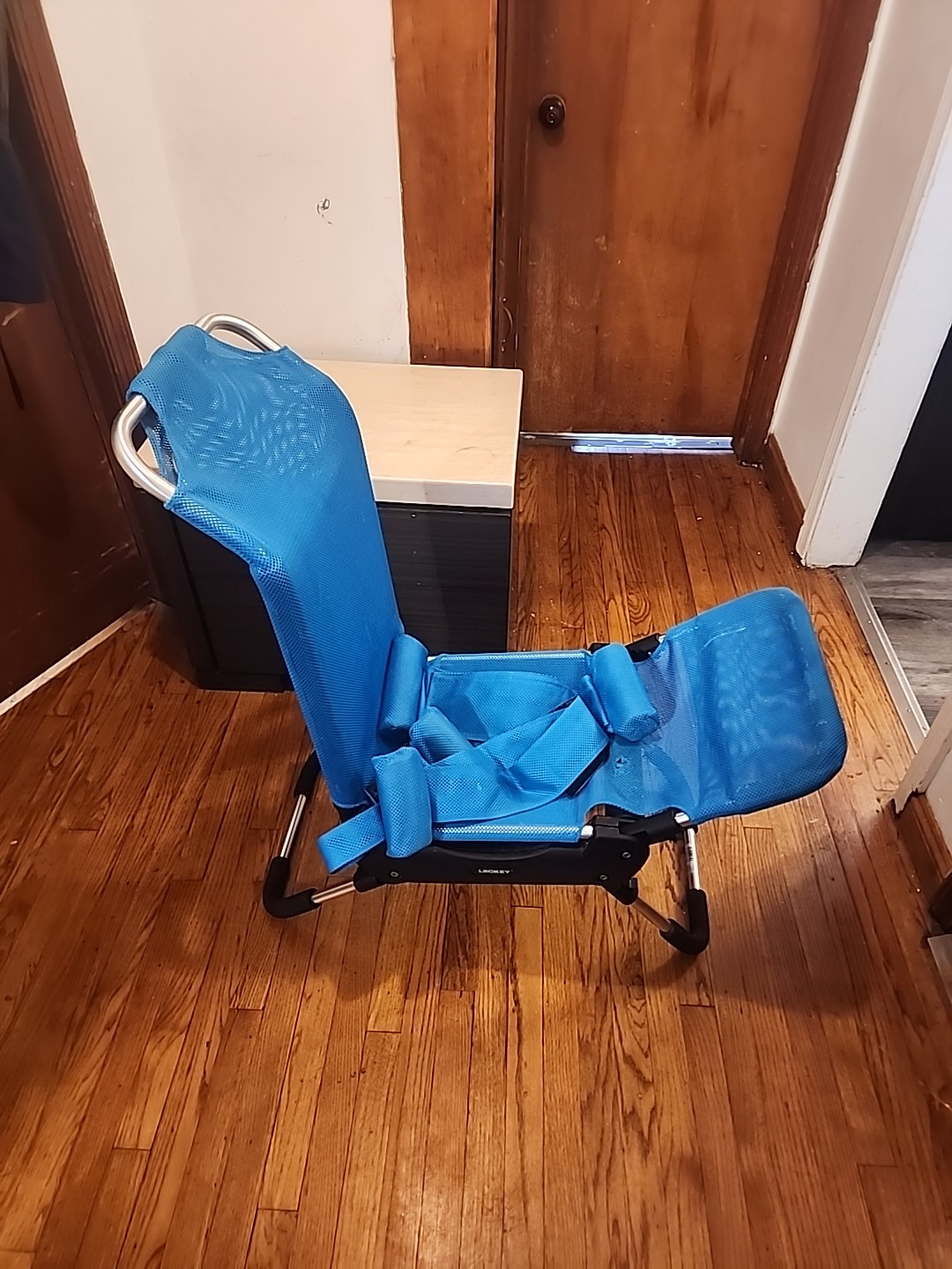 Leckey Advance Bath Chair Size: 4 - Blue Perforated Mesh/Adjustable. Max Lb 72kg