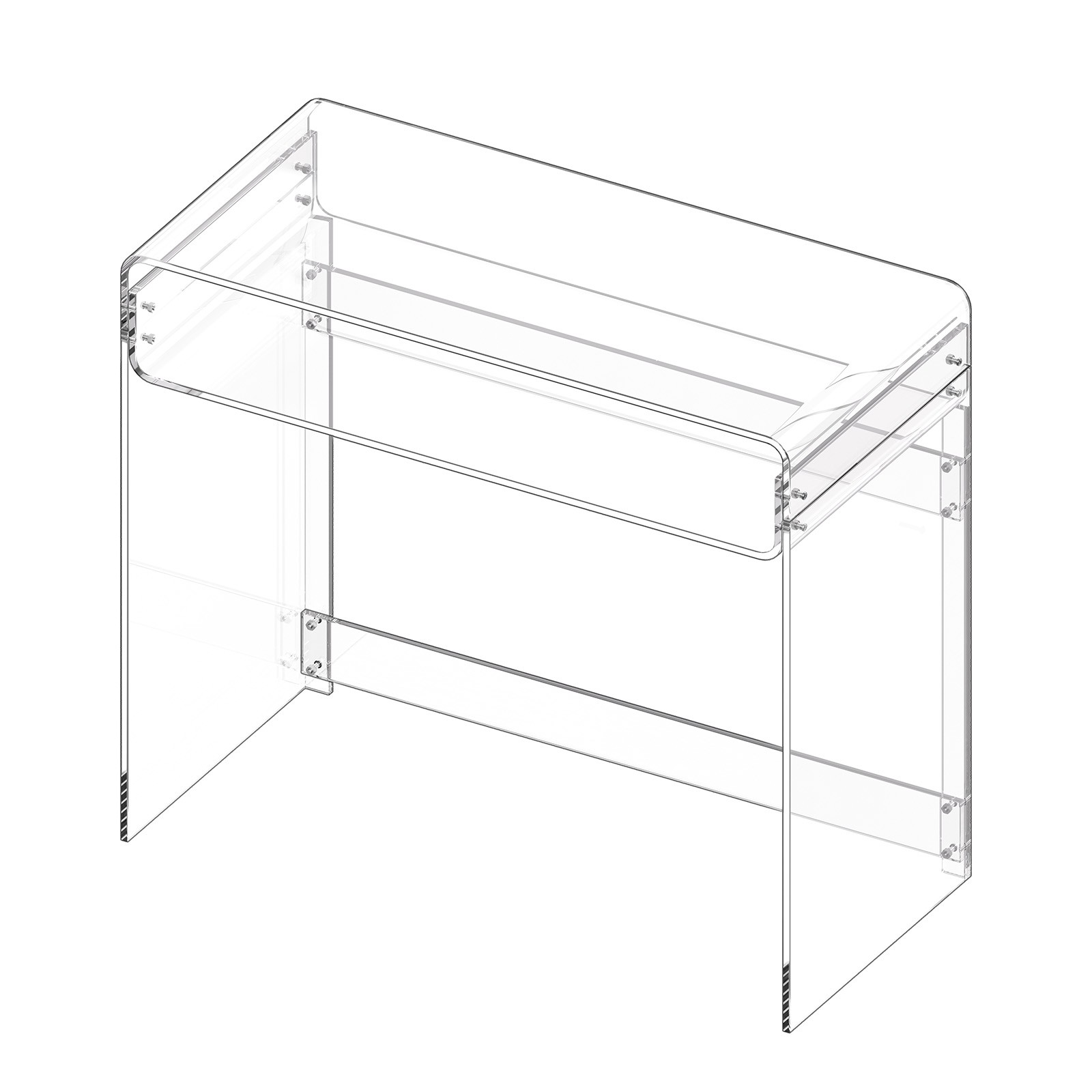 Uimoso Acrylic Side Table with Two Shelves and Storage, Modern Clear Design