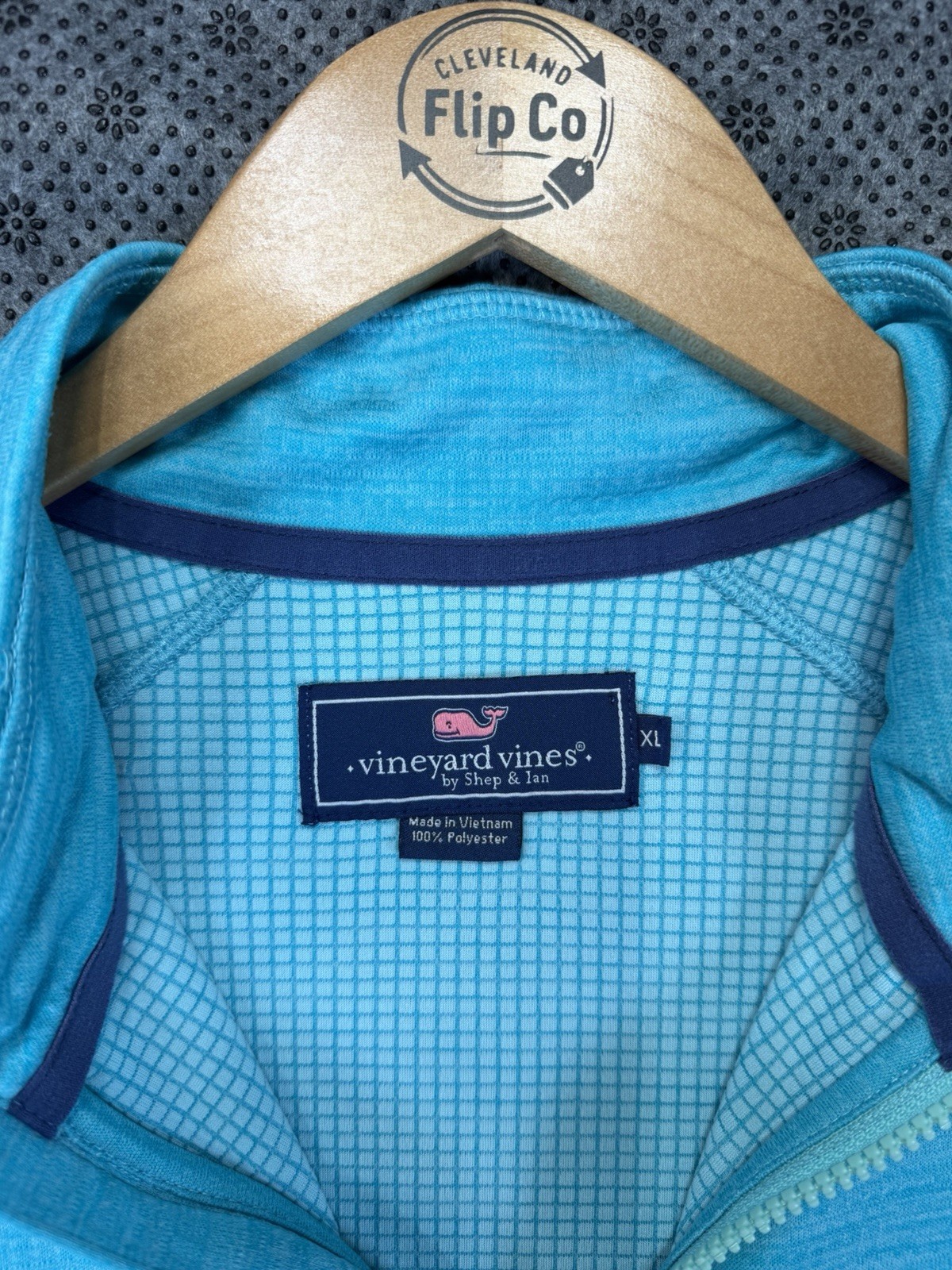 Vineyard Vines Pullover Mens XL Turquoise Performance Quarter Zip Long Sleeve