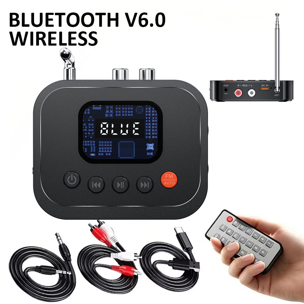 Bluetooth 6.0 Audio Receiver Adapter for Home Stereo Music Streaming w/ AUX RCA