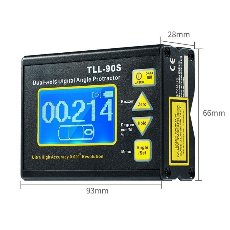 TTL-90S Magnetic Inclinometer Dual-Axis Angle Protractor Angle Finder Tool