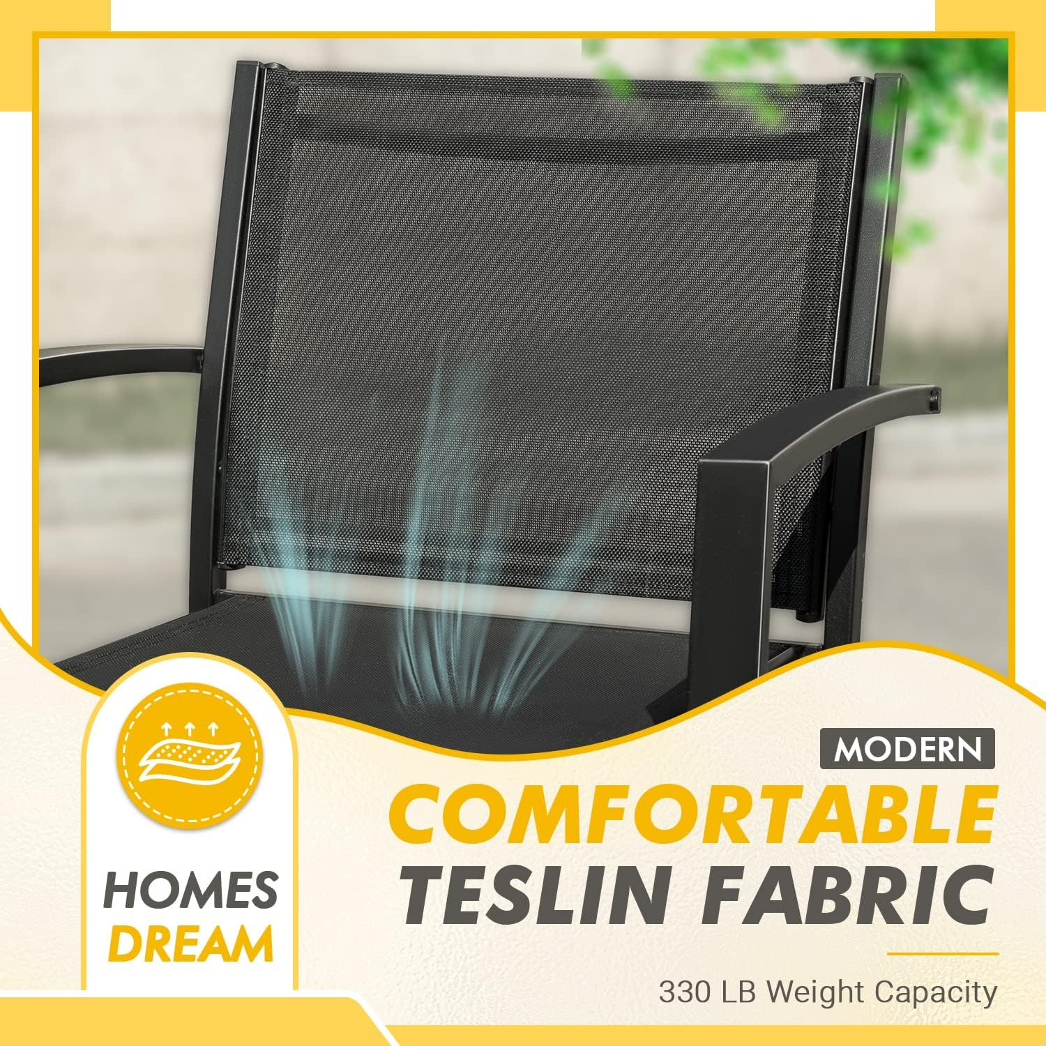3 Pieces Patio Furniture Outdoor Bistro Set Textilene Fabric Chairs for Lawn, Ga