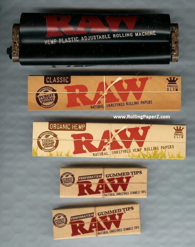 RAW Adjustable 2 way Rolling Machine + ORGANIC & CLASSIC KING SIZE PAPERS + TIPS