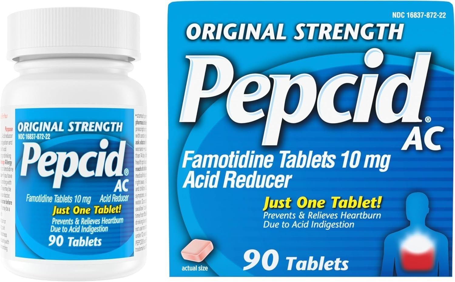 2 Pack Pepcid AC Original Strength 10 mg, 90 Count Exp 07/28