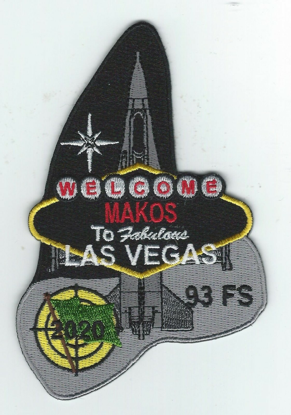 93rd FS 'MAKOS' GREEN FLAG 2020 "WELCOME TO FABULOUS  LAS VEGAS" F-16 patch