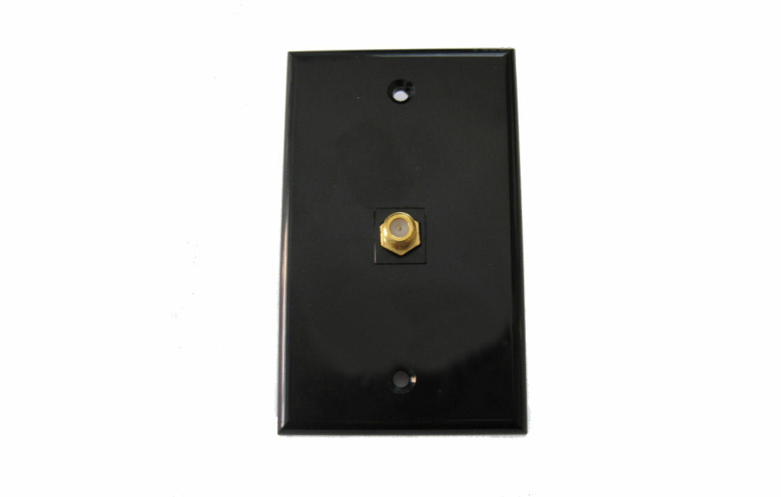 Wall Plate F-type 1-Port Single Gang Keystone Coaxial Female to Female Black