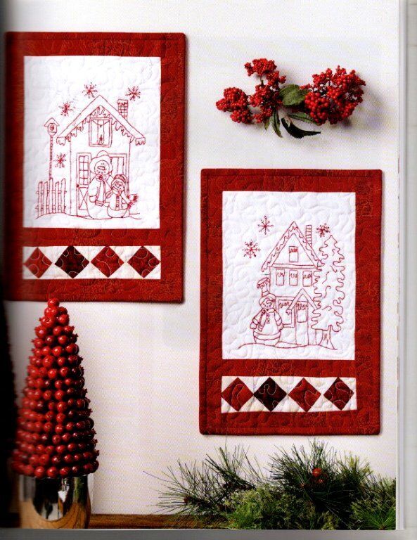 ANNIE'S QUILTING REDWORK BLIZZARD BUDDIES 10 UNIQUE DESIGNS
