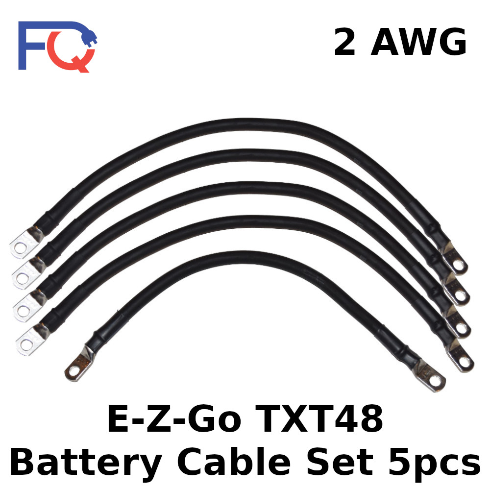 2 AWG E-Z-Go TXT48 Golf Cart Battery Cable Wiring 5 pcs Set 2 Gauge Made in USA
