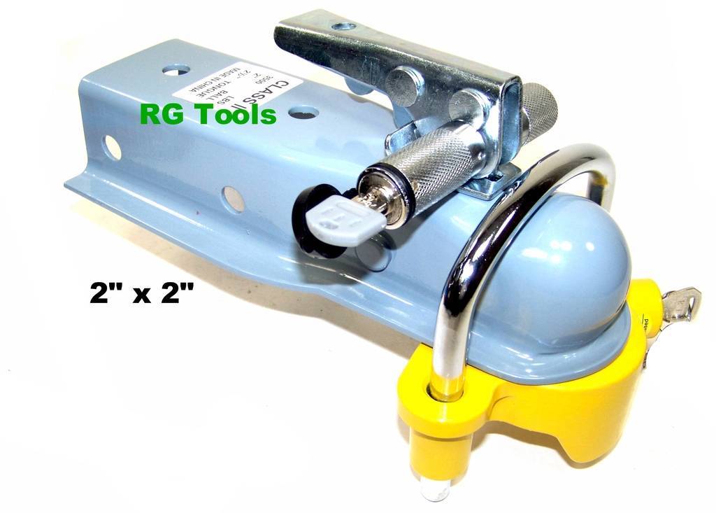 2" x 2" Tongue Trailer Hitch Ball Coupler With Hitch Lock & Coupler Lock Set