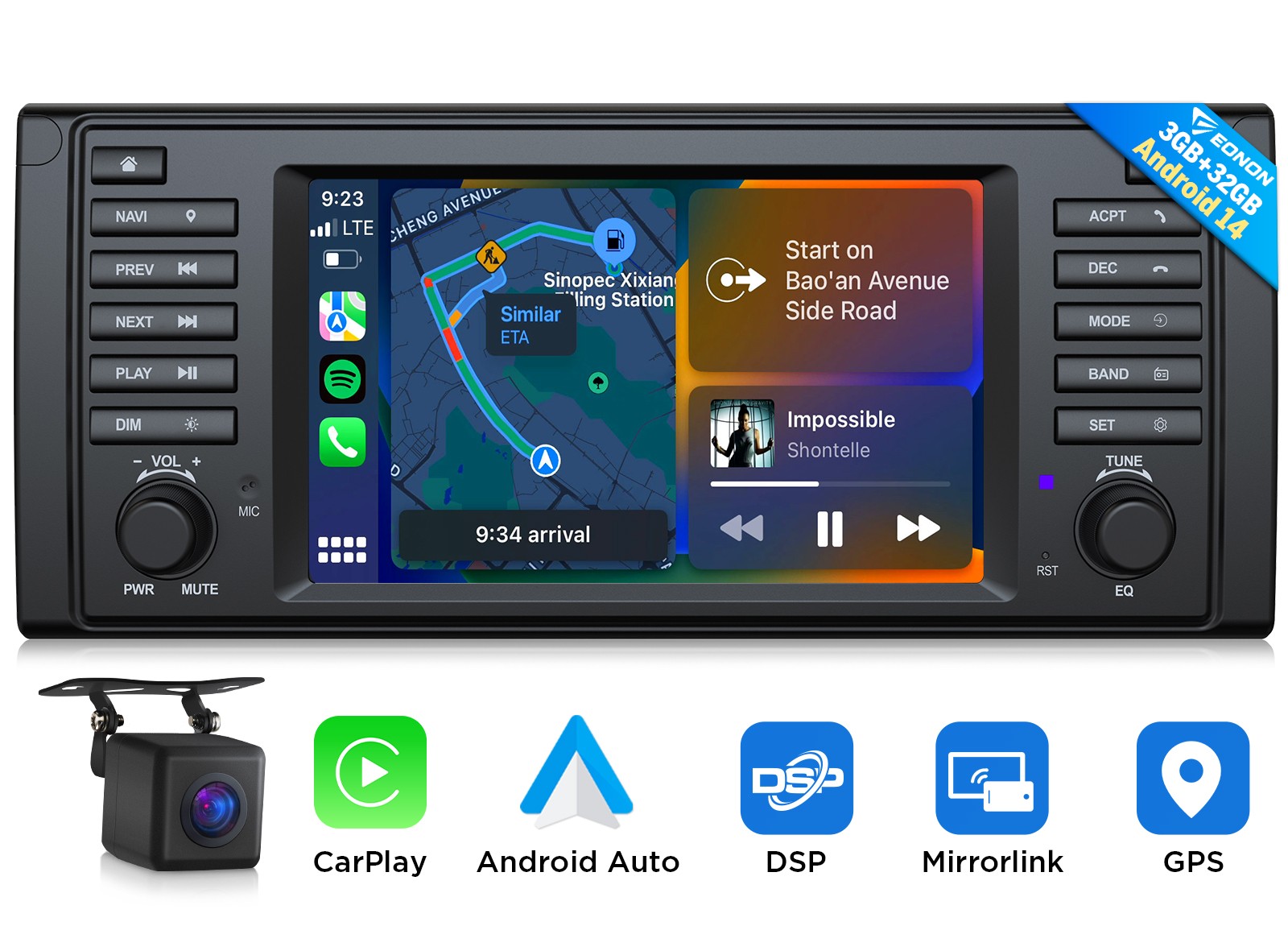 CAM+7" Android Auto 14 CarPlay Car Radio Stereo for BMW E39 528i/530i 1995-2003