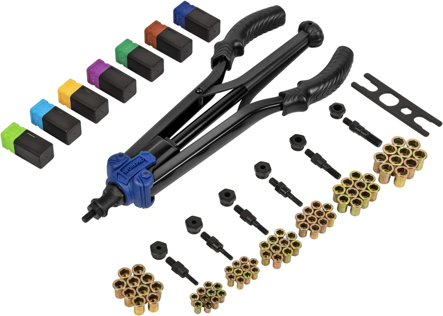 WORKPRO 15" Rivnut Tool Kit 79PC Metric & SAE Mandrels Hand Nutsert Rivet Set