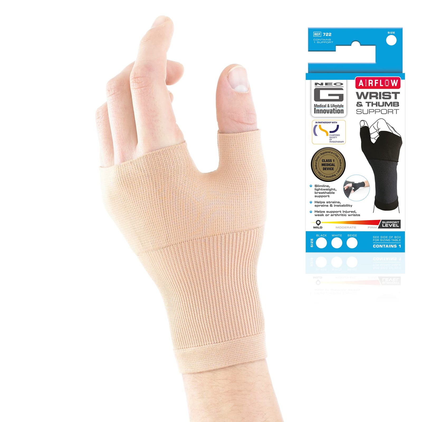 Neo-G Wrist and Thumb Support for Arthritis, Joint Pain, Medium, Beige