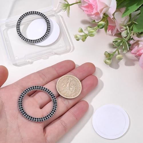 2 Pcs Bling Diamond Rhinestone Push Start Button Cover Ring Crystal Car
