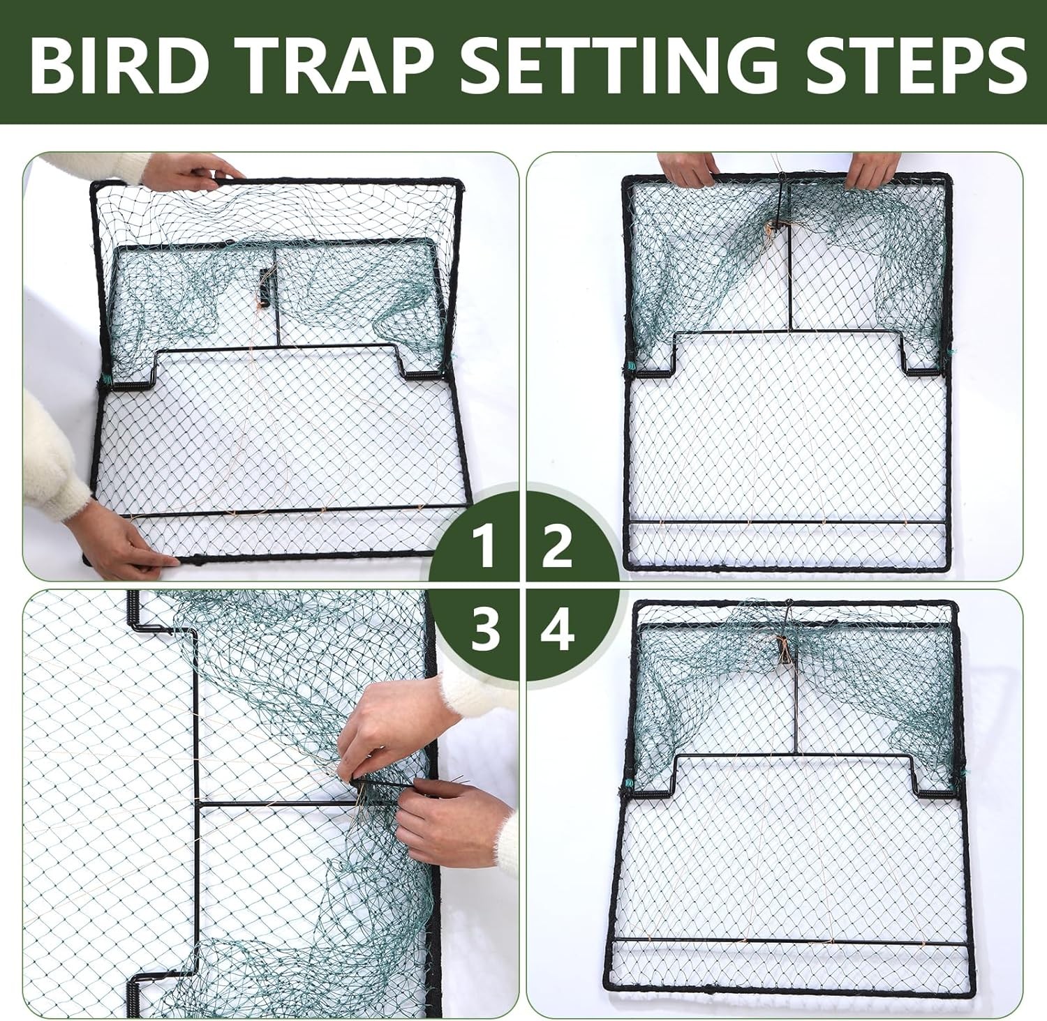 Humane Pigeon Trap,Bird Trap for Quail,Turkey,Net Traps (19.7x23.6 inch)