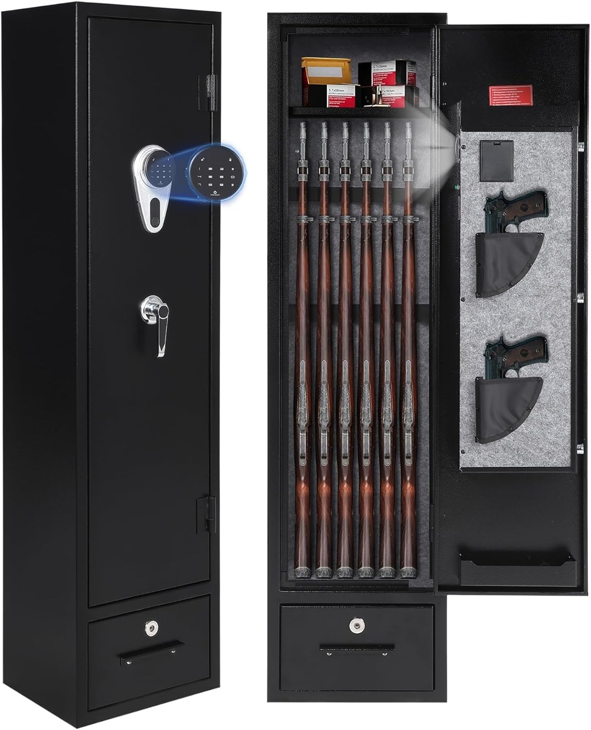 3-4 Gun Safes for Rifles and Pistols Pistols w/ Cabinet, Pistols Removable Shelf