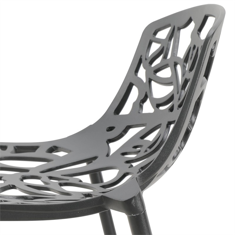 LeisureMod Devon Modern Bar Stool with Powder Coated Aluminum Frame Black