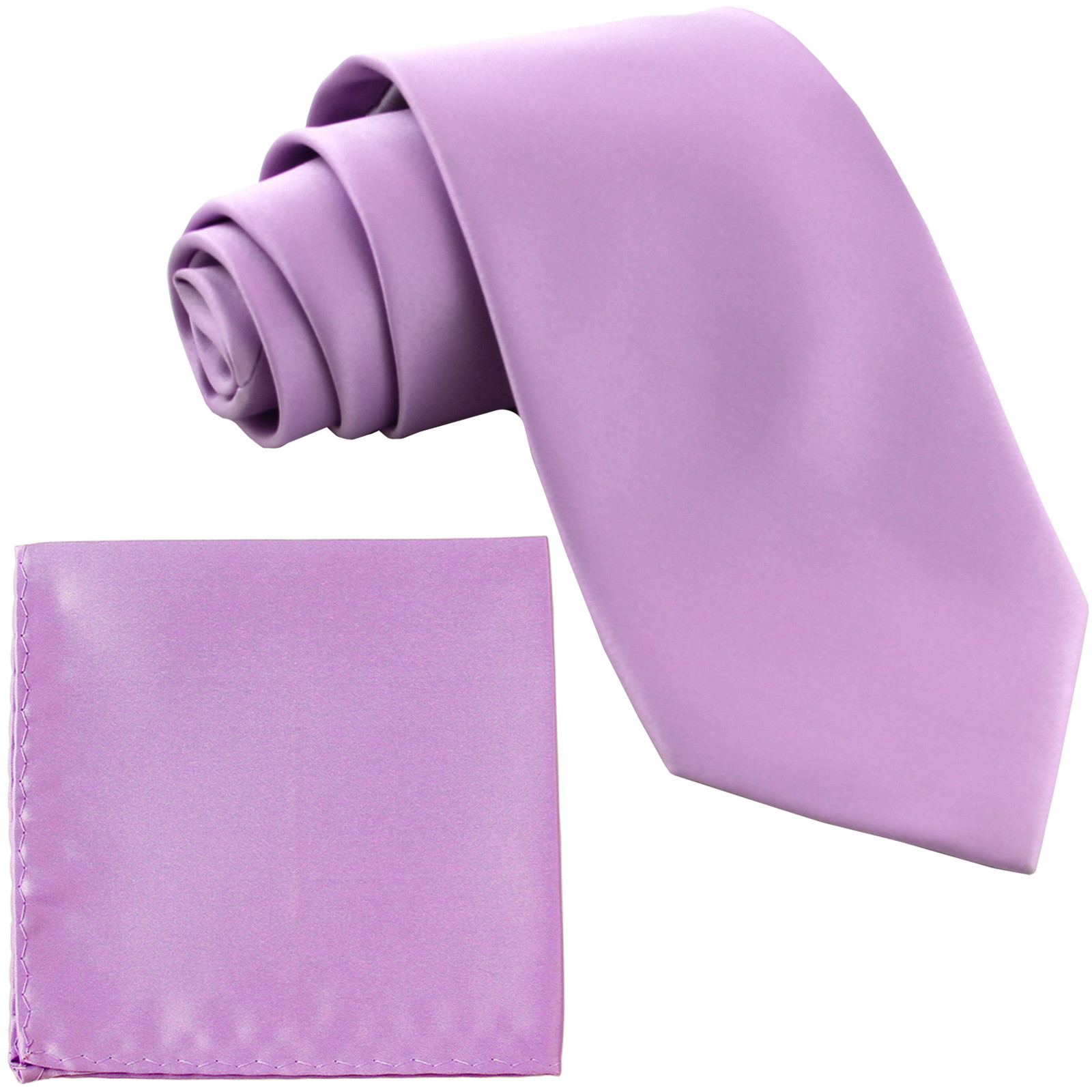 NEW 100% Silk Men's Neck tie & hankie set skinny 2.5" Lavender formal wedding