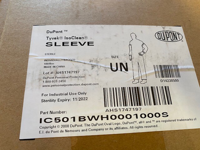DuPont Tyvek IsoClean Sleeve, Case of 100, IC501BWH0001000S