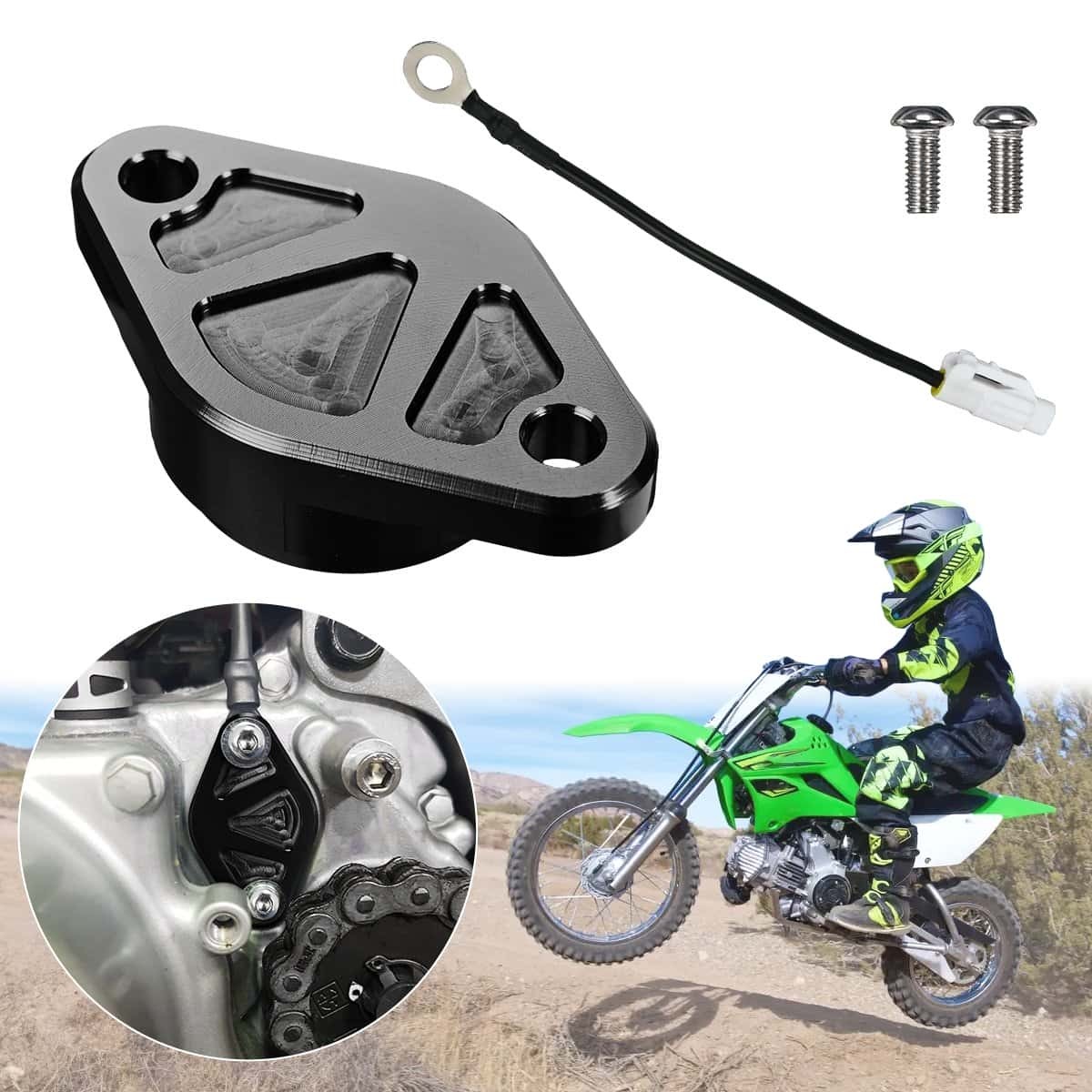 Bump Start Kit Billet Switch Cap Aluminum Black For Kawasaki KLX110 KLX110L 02+