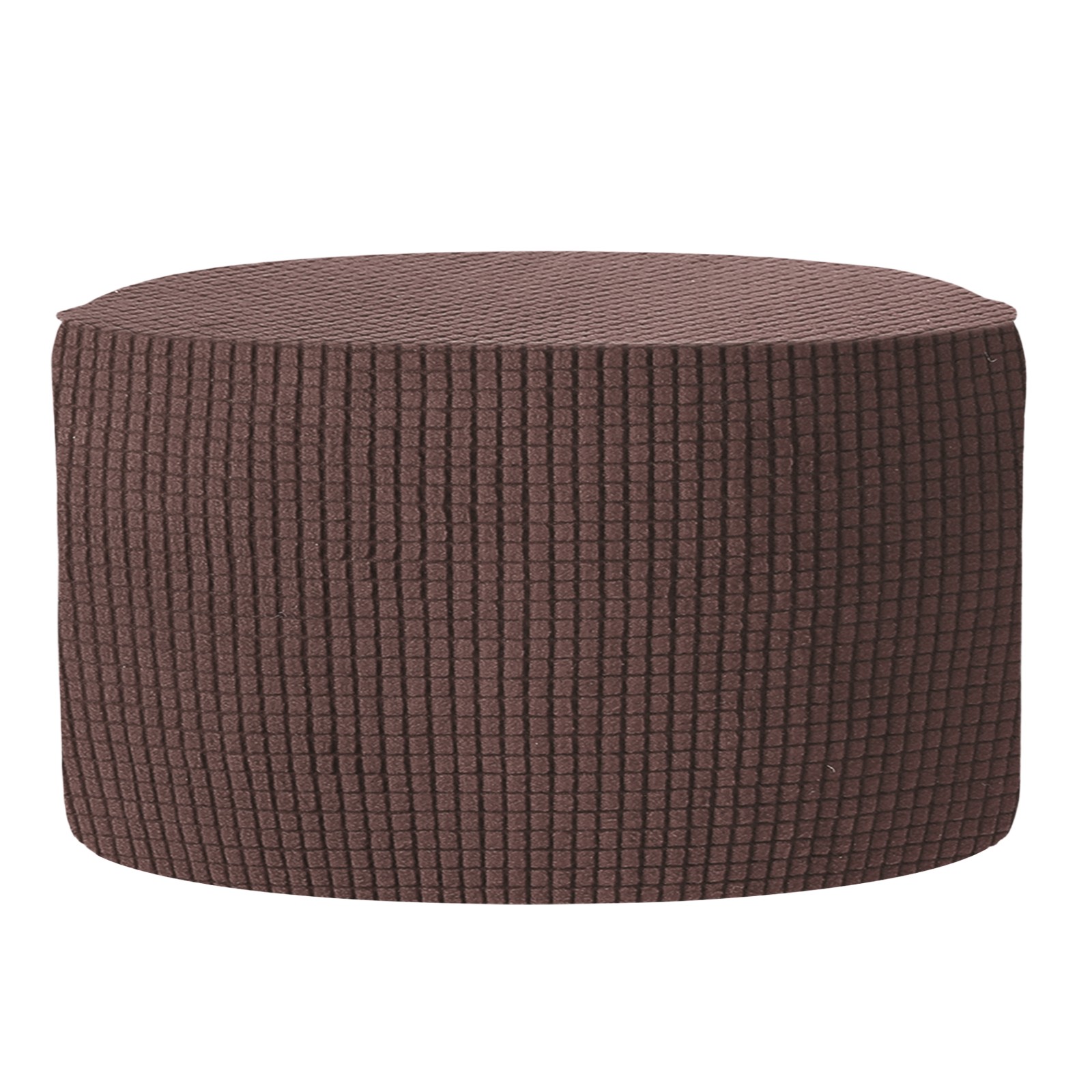 Ottomen Cover Round with Elastic Bottom, (Medium Size, Brown)