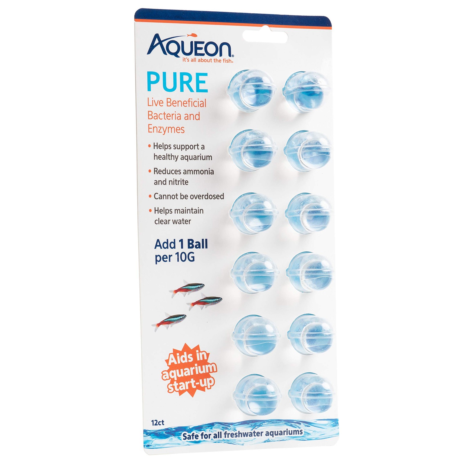 Aqaurium Pure Live Bacteria and Enzymes Water Supplement, 10 Gallon 12 Pack