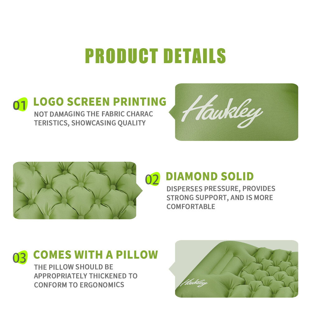 Air Mattresses Portable Outdoor Self-Inflating Mats For Camping Hiking Green Pad
