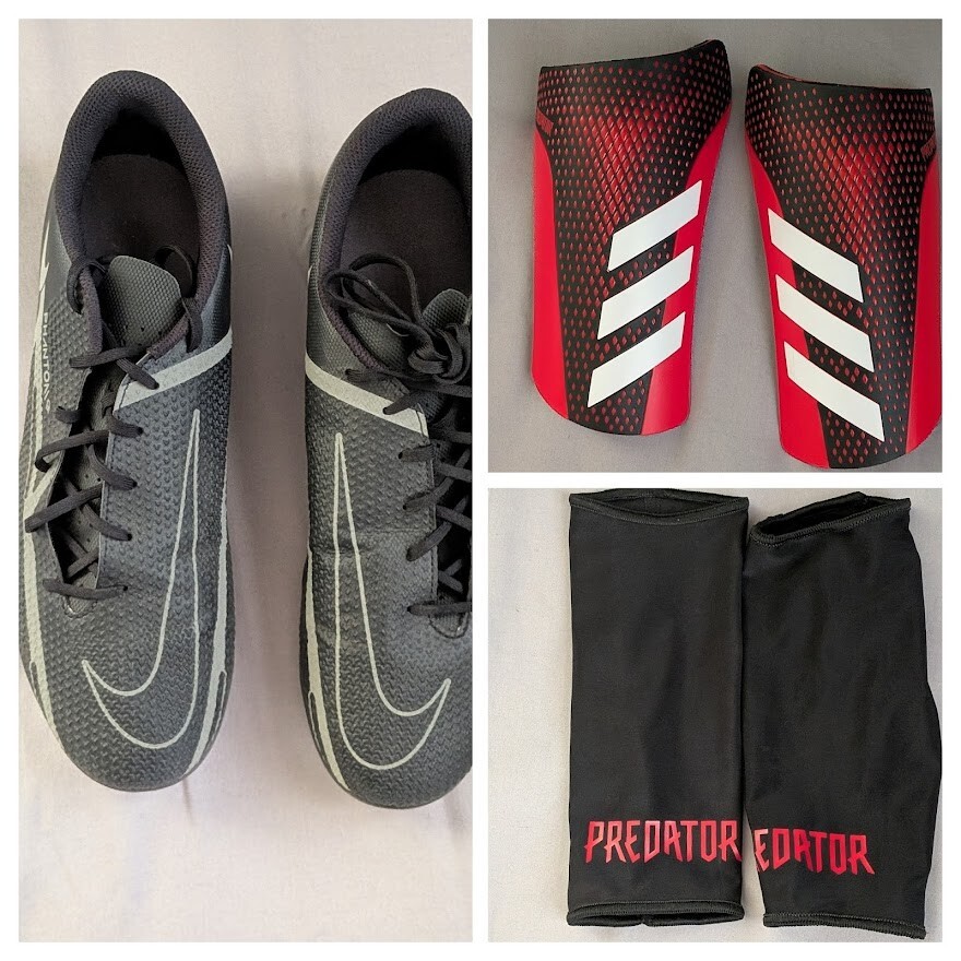 Nike Phantom GT2 Club FG MG Soccer Cleats Mens Size 9.5 Shin Pads Sleeves Black