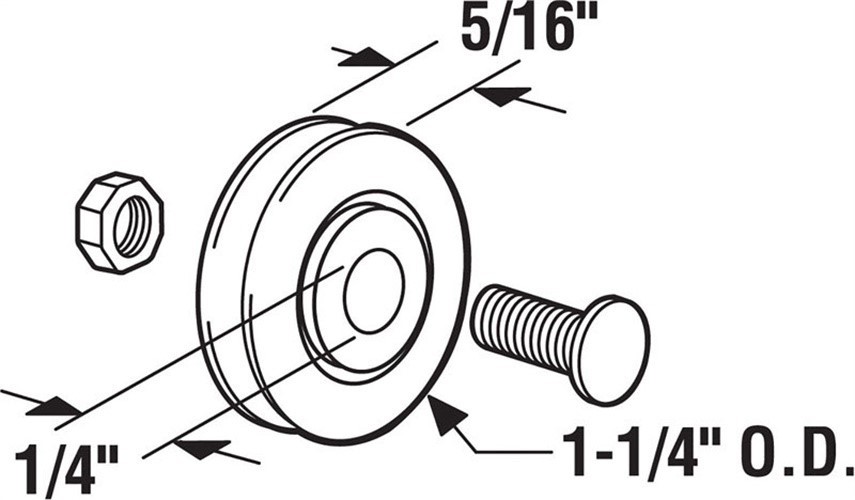 Prime-Line 1326 Steel Roller Assembly 1-1/4 Dia. x 5/16 L in. for Patio Doors
