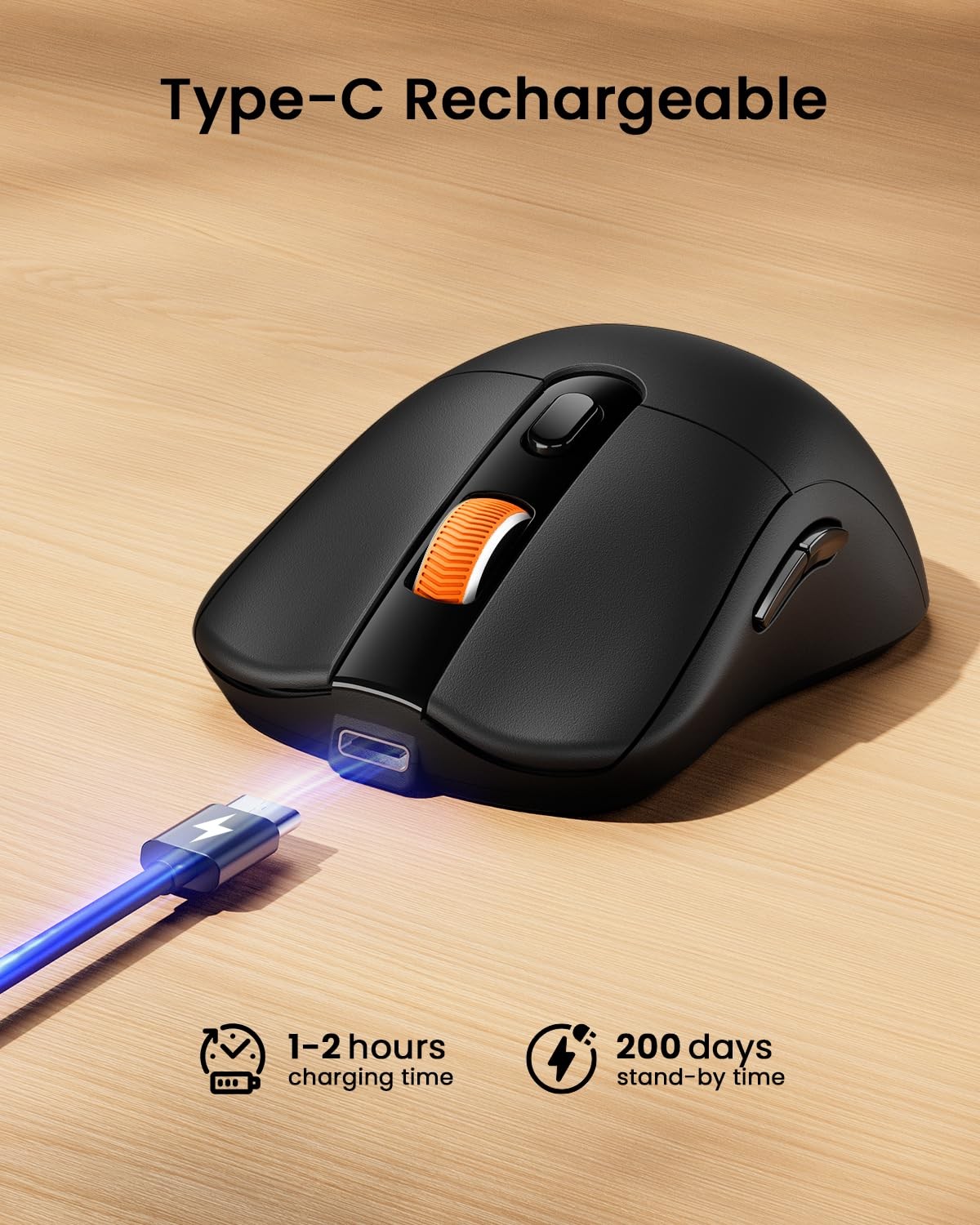 Bluetooth Wireless Mouse, USB C Mouse, EM15 Rechargeable Compact Portable Typ...