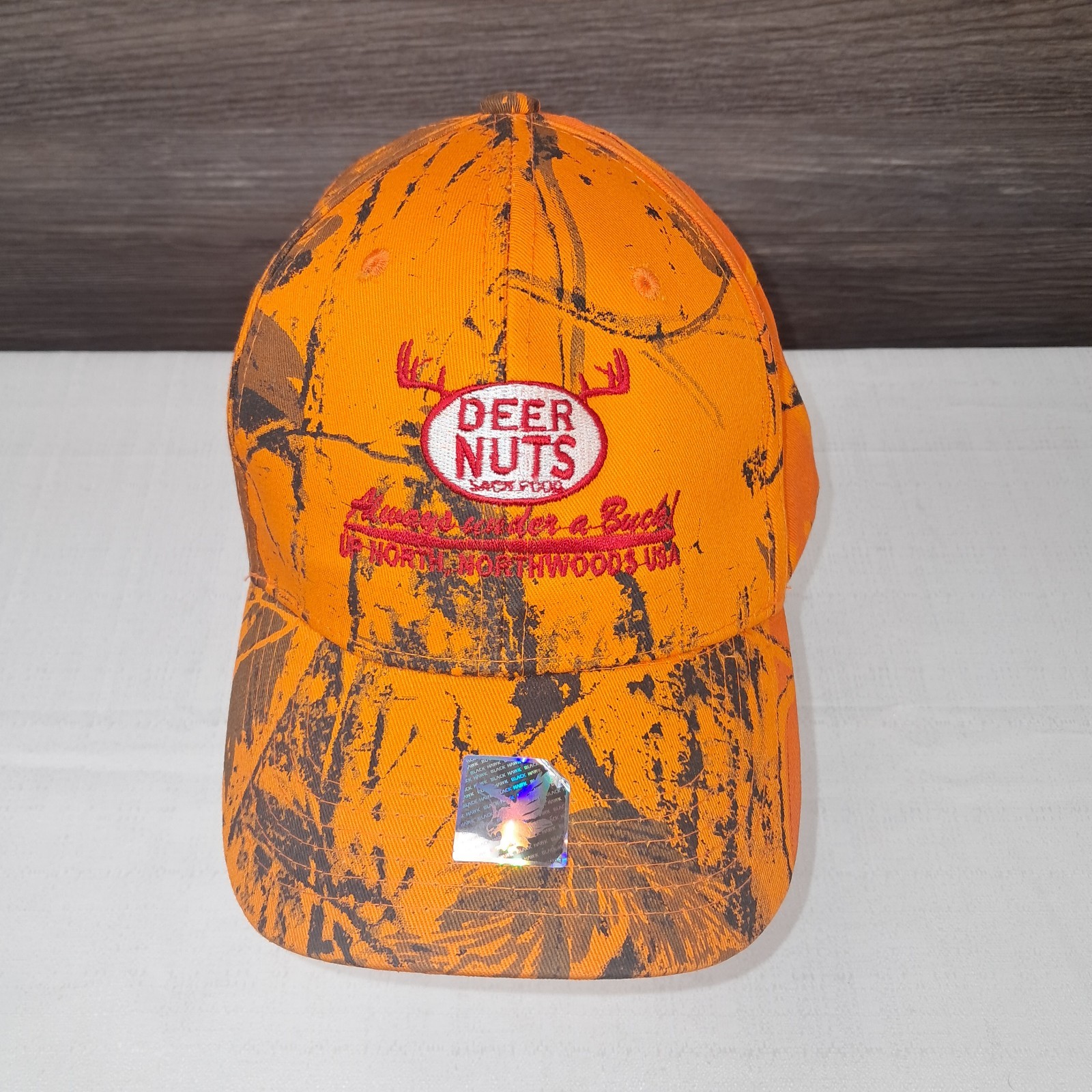 Deer Nuts Sack Foods Orange/Tree Adjustablr Cap Hat One Size Fits Most