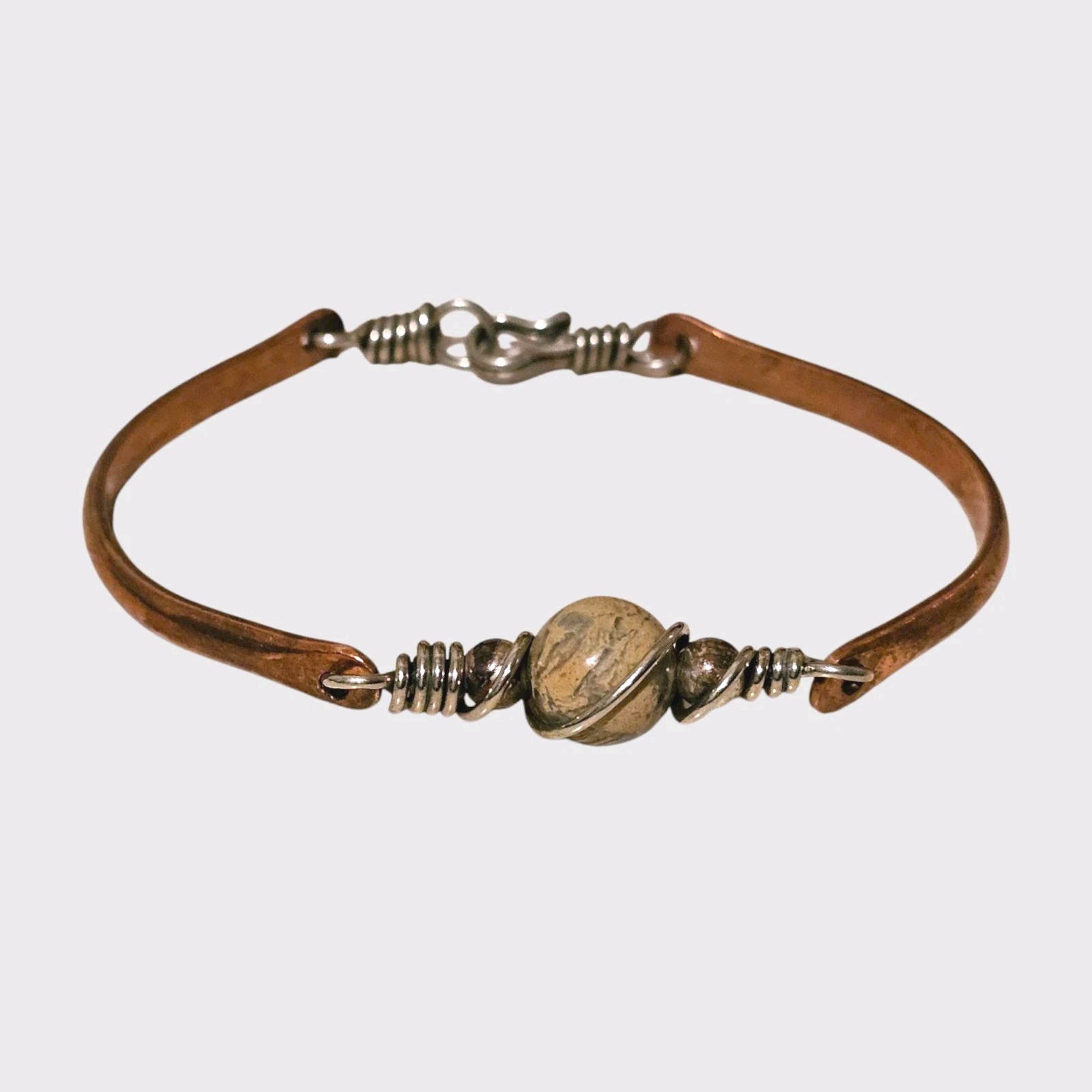 Vintage Copper And Jasper Gemstone Bracelet 7 Inches Handmade