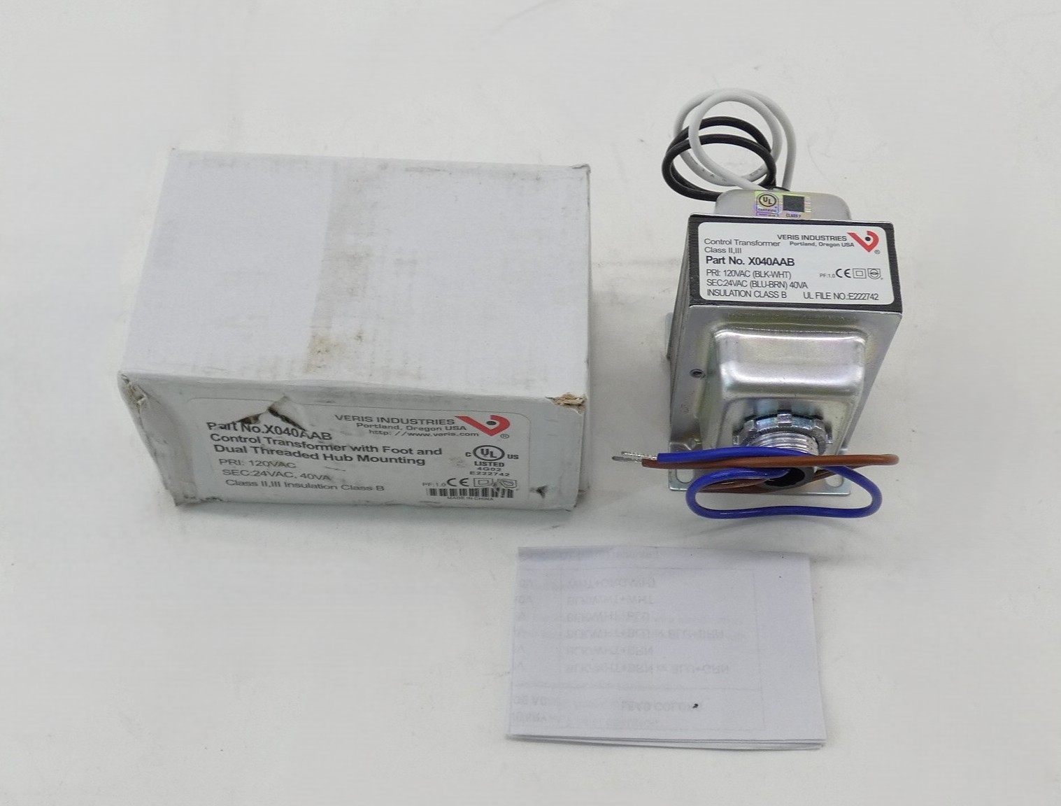 Veris X040AAB Control Transformer Foot Dual Threaded Hub Mounting 24-120VAC 4...