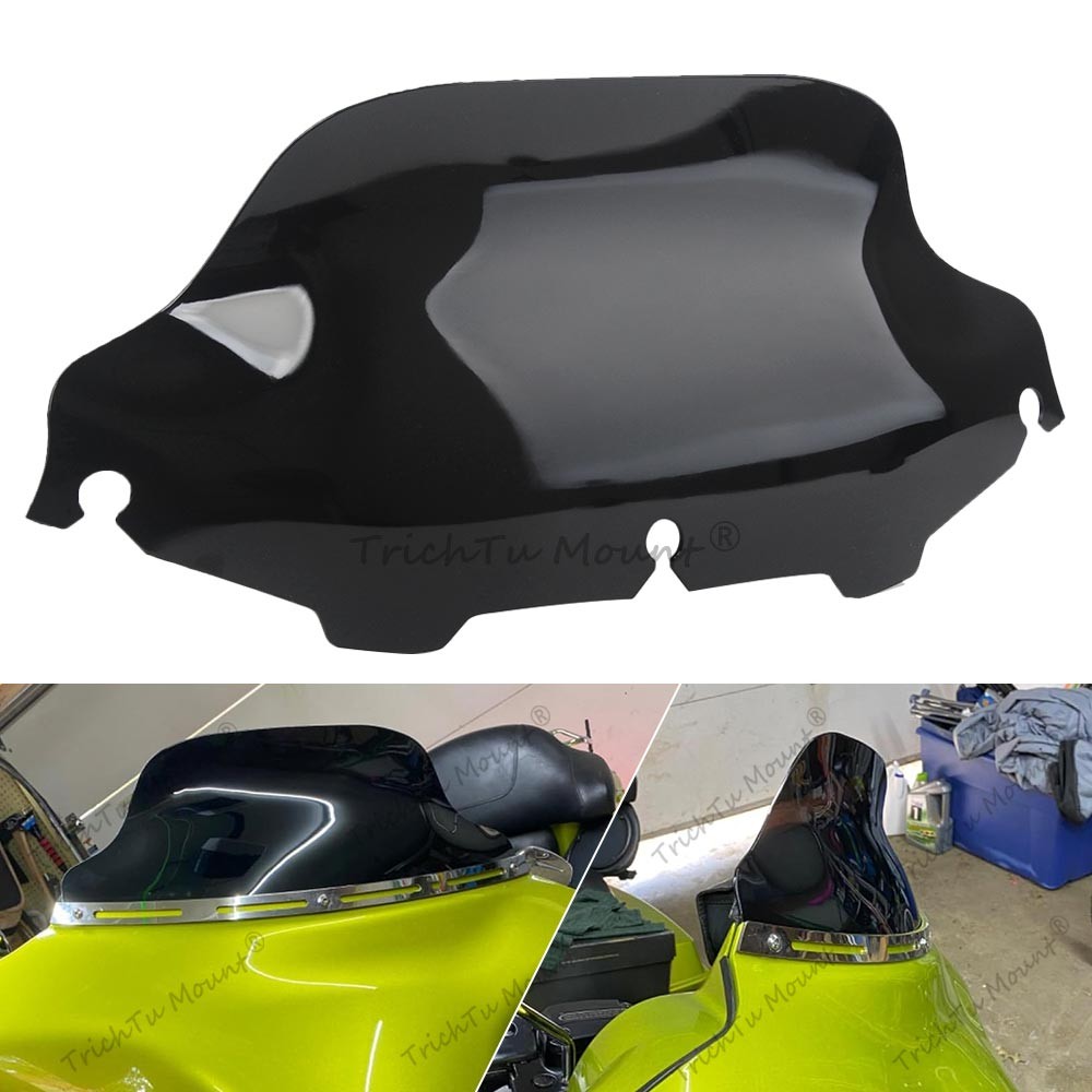 Black 8" Wave Windshield Windscreen For Harley Touring Electra Glide 1996–2013