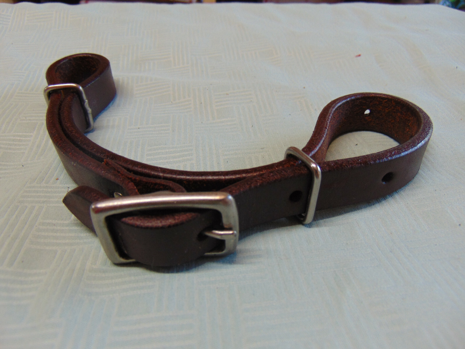 Adjustable Leather Chin CURB STRAP OILED BLACK or BROWN BURGUNDY LIGHT RAWHIDE